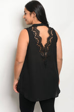 Ladies fashion plus size acrylic blend top with a v neckline, featuring a choker and lace detail - 4D's T&D Inc