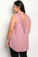 Ladies fashion plus size acrylic blend top with a v neckline, featuring a choker and lace detail - 4D's T&D Inc