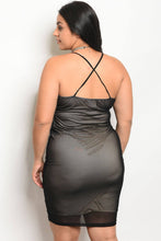 Ladies fashion plus size mesh bodycon women dress with a v neckline and nude lining - 4D's T&D Inc
