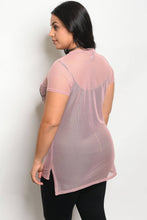 Ladies fashion plus size mesh crew neck unlined graphic print top - 4D's T&D Inc
