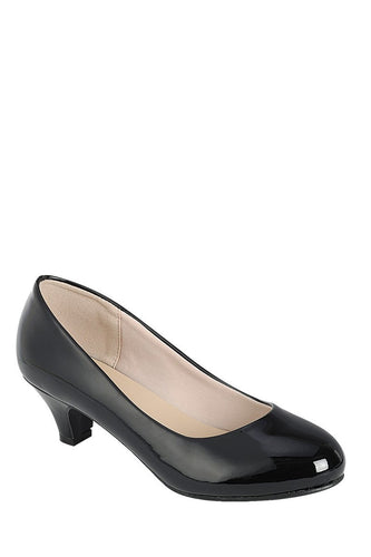 Ladies fashion high heel pump, closed round toe, kitten heel, slip on closure - 4D's T&D Inc