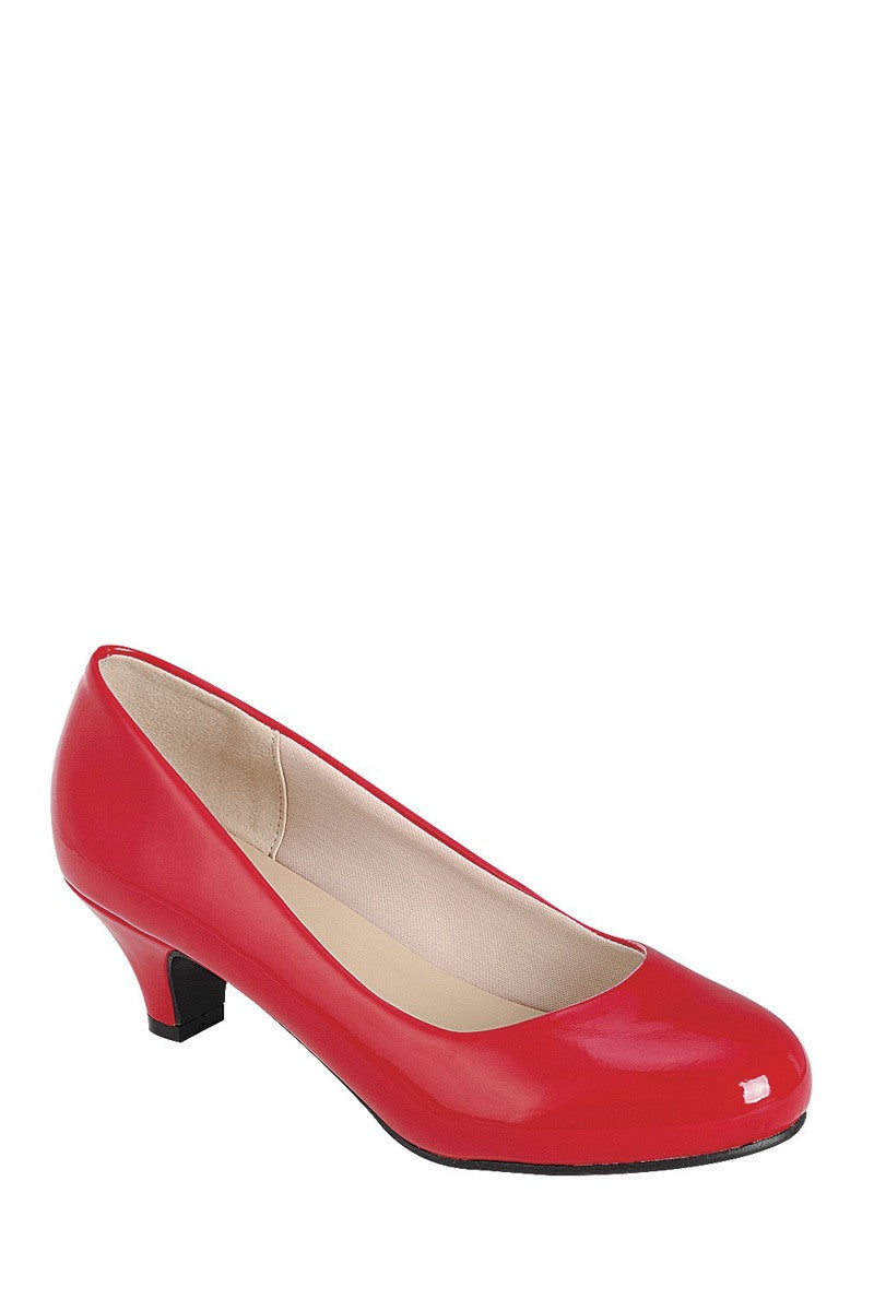 Ladies fashion high heel pump, closed round toe, kitten heel, slip on closure - 4D's T&D Inc