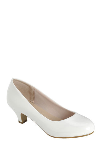Ladies fashion high heel pump, closed round toe, kitten heel, slip on closure - 4D's T&D Inc