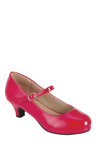 Ladies fashion high heel pump, closed round toe, kitten heel, slip on buckle closure - 4D's T&D Inc