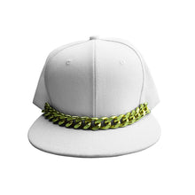 White Snapback Hat with Gold Chain - 4D's T&D Inc