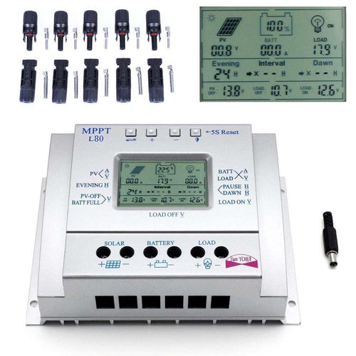 MC4 Solar Panel Connectors Male Female Sets+ 80A MPPT Solar Controller 5 pairs - 4D's T&D Inc