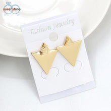 SUSENSTONE Triangle Earrings Ear Stud 1 Pair New Fashion Women Gold Silver Asymmetric - 4D's T&D Inc