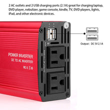 Onever Car Power Inverter Converter DC 12V to AC 110V Dual Outlets Modified Sine Wave Power with Dual USB 5V/2.1A Inverter - 4D's T&D Inc