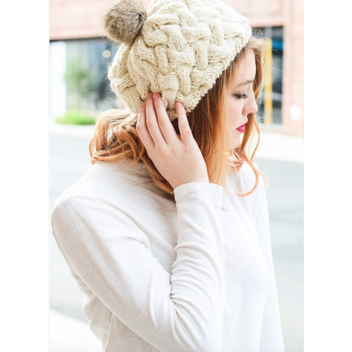 Beautifully Knit Ivory Beret Headwear Hair Management - 4D's T&D Inc