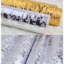 Mosaic Tiles Wallpaper Mini Roll Luxury Metallic Design Glitter Silver/gold Foil Pattern For Furniture DIY Home 10m x 0.53m - 4D's T&D Inc