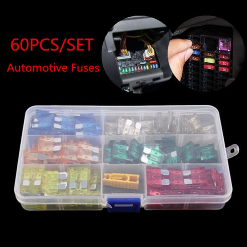 Auto Fuse Kit Middle 60pcs 5A 10A 15A 20A 25A 30A Car Truck Assortment Fuse Auto Accessories The Fuse Insurance Insert The Insurance Of Xenon - 4D's T&D Inc