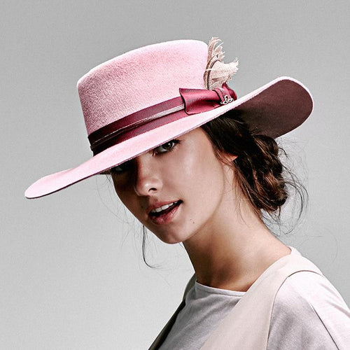 El Rosal Wide Brim Pork Pie Hat - Pink - 4D's T&D Inc