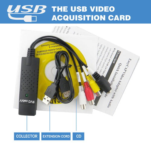 DVD DVR USB 2.0 Capture Video Adapter Converter Cable With Stereo Audio RCA S-Video Input for PC Laptop - 4D's T&D Inc