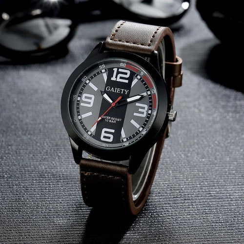 2017 Luxury Brand Watch Men Military Watches Men's Quartz-watch PU Leather Hour Clock Male Wrist Watch Relogio Masculino #53 - 4D's T&D Inc