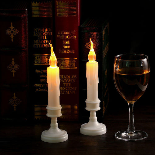 2pcs Home Decor LED Candle Light Yellow Flicker Electric Flameless Bougie Pillar Vales Lamp For Wedding Christmas Festival Party - 4D's T&D Inc
