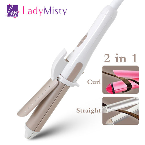 Mini PRO 2 in 1 Hair Beauty Style Hair Straightener Iron Curler Titanium Straightening Corrugated Curling Styling Tool 100V-240V - 4D's T&D Inc