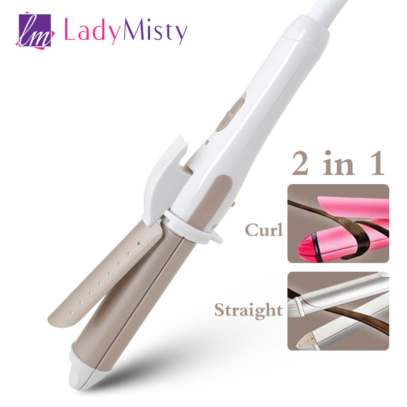 Mini PRO 2 in 1 Hair Beauty Style Hair Straightener Iron Curler Titanium Straightening Corrugated Curling Styling Tool 100V-240V - 4D's T&D Inc