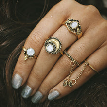 5pcs/Set Women Bohemian Vintage Silver Stack Rings Above Knuckle Blue Rings Set - 4D's T&D Inc