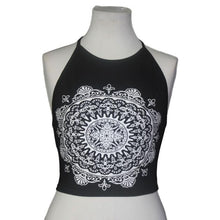 Women's Mandala Print Sleeveless Halterneck Tank Crop Tops Vest Blouse T-Shirt L - 4D's T&D Inc