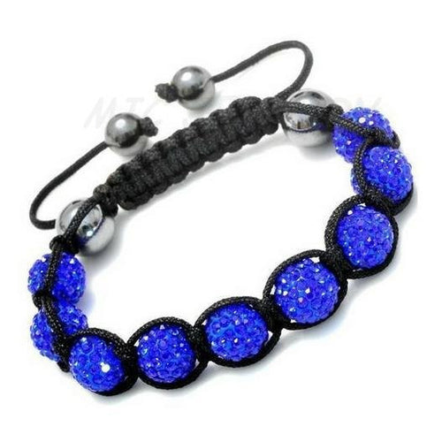 10mm Crystal Ball Bead Friendship Shamballa Adjustale Bracelet Black - 4D's T&D Inc