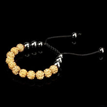 10mm Crystal Ball Bead Friendship Shamballa Adjustale Bracelet Black - 4D's T&D Inc