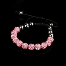 10mm Crystal Ball Bead Friendship Shamballa Adjustale Bracelet Black - 4D's T&D Inc