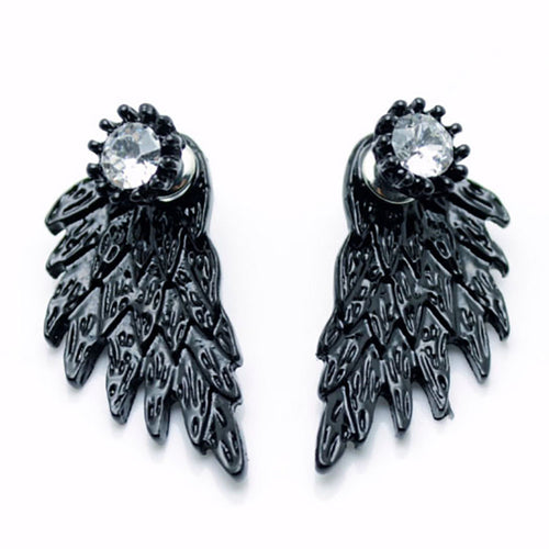 1 Pair Women Wing Shape Alloy Ear Stud Imitation Diamond Earrings Jewelry BK - 4D's T&D Inc