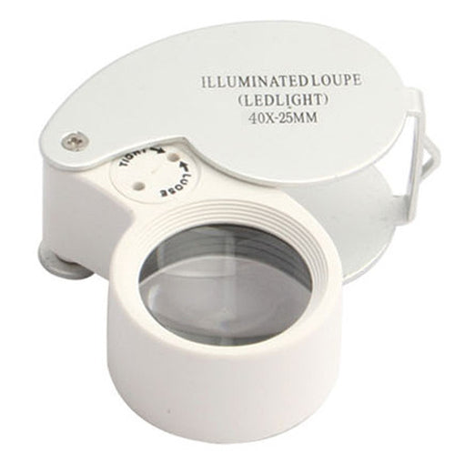 40x 25mm Glass Magnifying Magnifier Jeweler Eye Jewelry Loupe Loop LED Light - 4D's T&D Inc