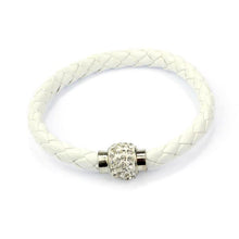 Wristband Magnetic Rhinestone Buckle Leather Wrap Bracelet Bangle WH - 4D's T&D Inc