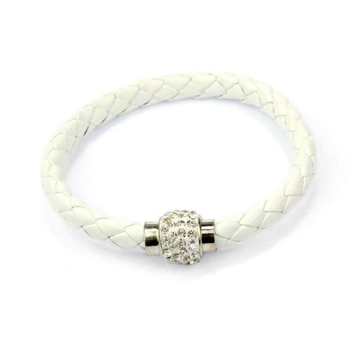 Wristband Magnetic Rhinestone Buckle Leather Wrap Bracelet Bangle WH - 4D's T&D Inc