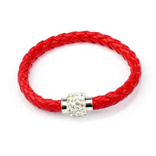 Wristband Magnetic Rhinestone Buckle Leather Wrap Bracelet Bangle WH - 4D's T&D Inc