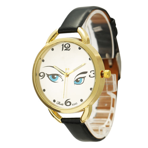 Women's Watch Ladies Eye Pattern Leather Quartz Wrist Watch - 4D's T&D Inc