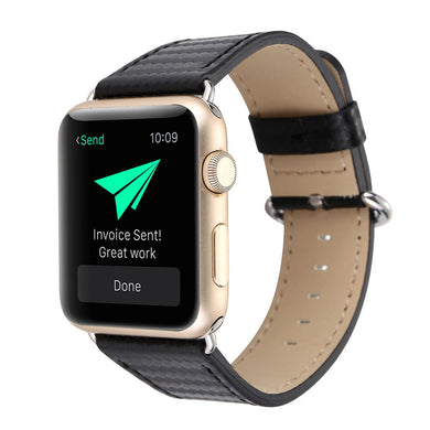 Apple Watch Band Carbon Fiber Leather Replacement Strap For Apple Watches - 4DS-047RWB - 4D's T&D Inc