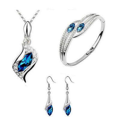 1 X 4 Pc Set Of Women Jewelry - Necklace Pendant Drop Pair Earrings Bracelet - 4DS-51NPEB - 4D's T&D Inc