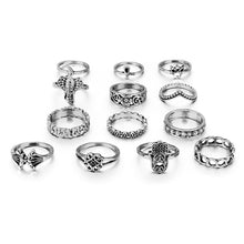 13 pcs Set Women Knuckle Rings Bohemian Vintage Silver Stack Rings Above Knuckle Rings - 4D's T&D Inc