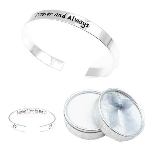 Forever and Always I Love you Mom Women Bracelets Jewelry Love Heart Bangle Gift. - 4D's T&D Inc