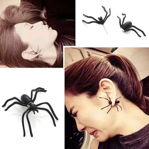 1 Pair Women Men Fashion Black Spider Punk Funny Stud Earring Ear Rings 4DS-102FSE - 4D's T&D Inc