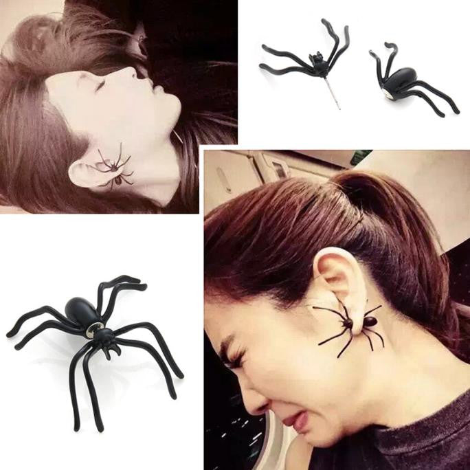 1 Pair Women Men Fashion Black Spider Punk Funny Stud Earring Ear Rings 4DS-102FSE - 4D's T&D Inc