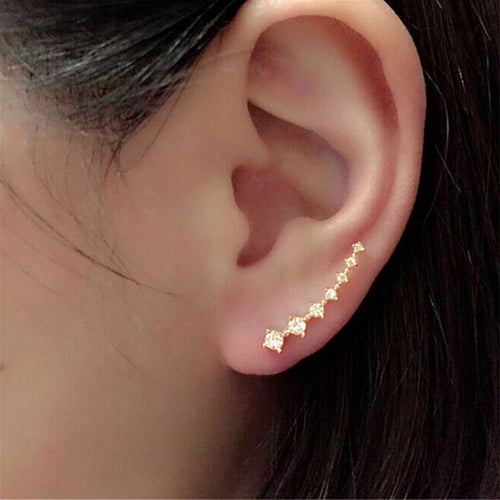 1Pair Rhinestone Crystal Earrings Ear Hook Stud Jewelry Gold - 4D's T&D Inc