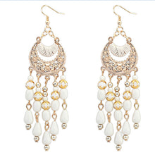 1PC Bohemian Fringed Long Section Of Big Beads Pendant Drop Earrings BK - 4D's T&D Inc