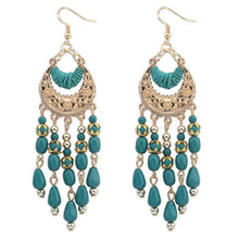 1PC Bohemian Fringed Long Section Of Big Beads Pendant Drop Earrings BK - 4D's T&D Inc