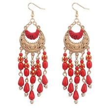1PC Bohemian Fringed Long Section Of Big Beads Pendant Drop Earrings BK - 4D's T&D Inc