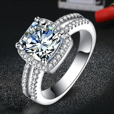 925 Sterling Silver Plated Finger Ring - White Gemstone Silver Jewelry A - 4DS-121SGR - 4D's T&D Inc
