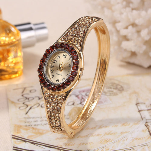 Women's Crystal Quartz Bracelet Watch Luxury Band Hollow Out Bangle Jewelry Charm - 4D's T&D Inc