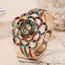 Women Luxury Band Hollow Out Bangle Crystal Quartz Bracelet Watch Jewelry Charm 4DS-116CBW. - 4D's T&D Inc