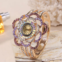 Women Luxury Band Hollow Out Bangle Crystal Quartz Bracelet Watch Jewelry Charm 4DS-116CBW. - 4D's T&D Inc