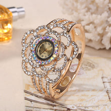 Women Luxury Band Hollow Out Bangle Crystal Quartz Bracelet Watch Jewelry Charm 4DS-116CBW. - 4D's T&D Inc