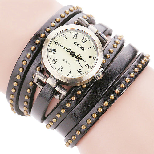 CCQ Brand Vintage Leather Bracelet Watch Men Women Wristwatch Quartz - 4D's T&D Inc