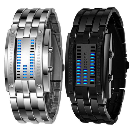 2PC Luxury Women Stainless Steel Bracelet Sport Watches - Date Digital LED - 4DS-100WLW - 4D's T&D Inc