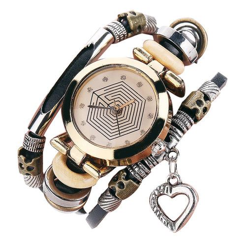 Unisex CCQ Brand Vintage Cow Leather Bracelet Watch Men Women Wristwatch Quartz - 4D's T&D Inc